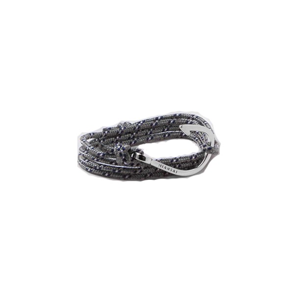 Miansai Silver Fish Hook Cord Bracelet in Gray/Blue