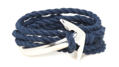 Miansai Silver Anchor Rope Bracelet in Navy
