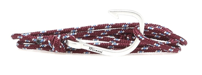 Miansai Silver Fish Hook Cord Bracelet in Red/Grey