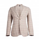 L.B.M. 1911 Linen Cotton Blend Sport Coat - Tan/Red Windowpane
