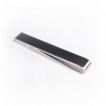 Polished Black & Silver Tie Bar 