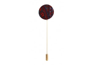 The Detailed Male Maroon Paisley Button Pin