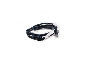 Miansai Silver Fish Hook Cord Bracelet in Black/Blue