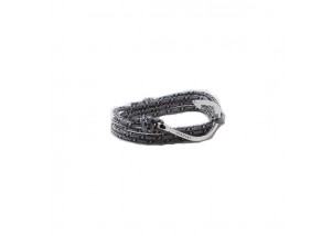 Miansai Silver Fish Hook Cord Bracelet in Gray/Blue