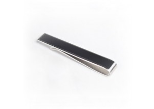 Polished Black & Silver Tie Bar 