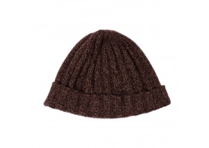 Domonique Dark Brown Cashmere Wool Donegal Beanie 
