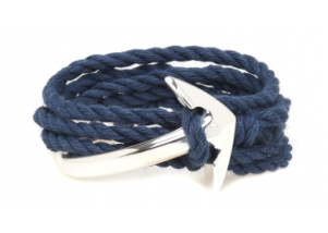 Miansai Silver Anchor Rope Bracelet in Navy