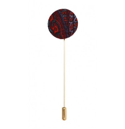The Detailed Male Maroon Paisley Button Pin