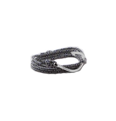 Miansai Silver Fish Hook Cord Bracelet in Gray/Blue