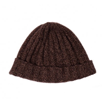 Domonique Dark Brown Cashmere Wool Donegal Beanie 