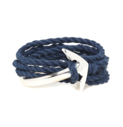 Miansai Silver Anchor Rope Bracelet in Navy