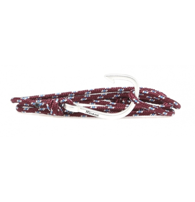 Miansai Silver Fish Hook Cord Bracelet in Red/Grey